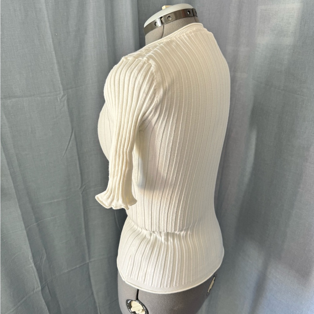 Sundance Cream Ribbed Button-Front Blouse - Picture 2 of 4